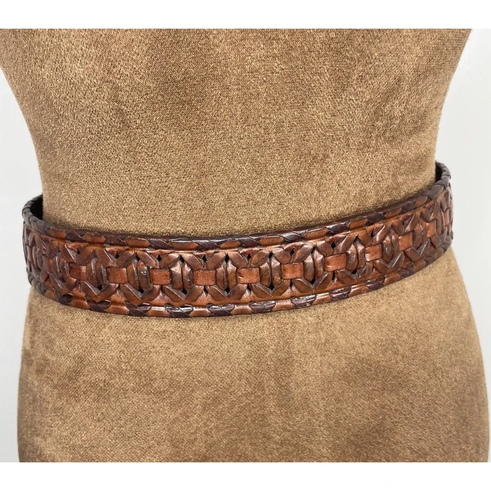 Vintage Boho Womens Leather Belt Size 22